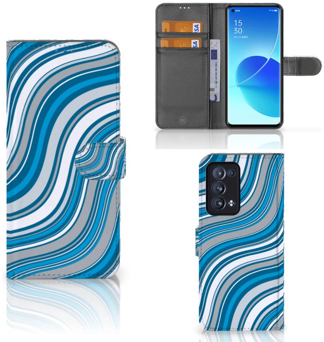 OPPO Reno 6 Pro Plus 5G Telefoon Hoesje Waves Blue