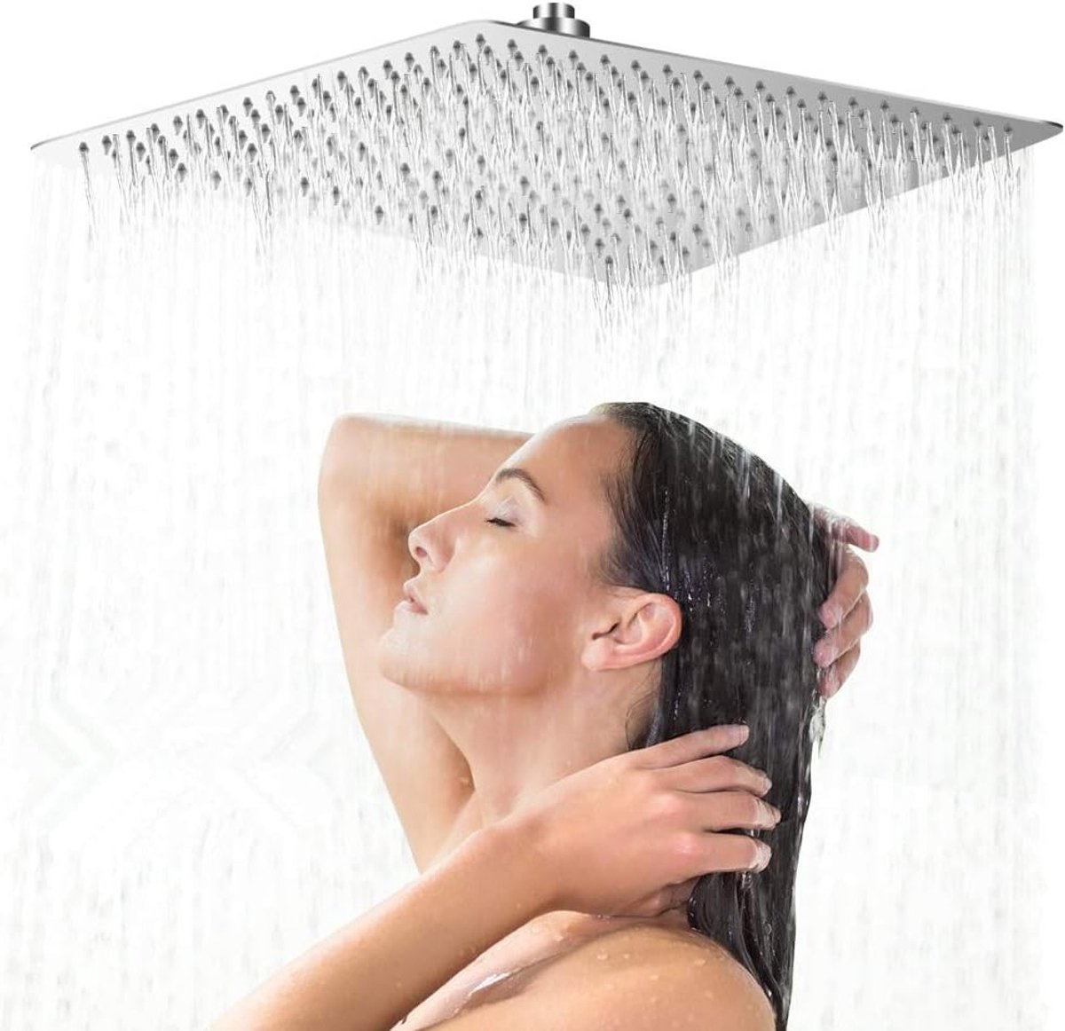 Grote Vierkante Regendouchekop van 20 Inch, 304 RVS, Ultra Dun, Krachtige Top Spray, Modern Design voor Badkamer en Wellness