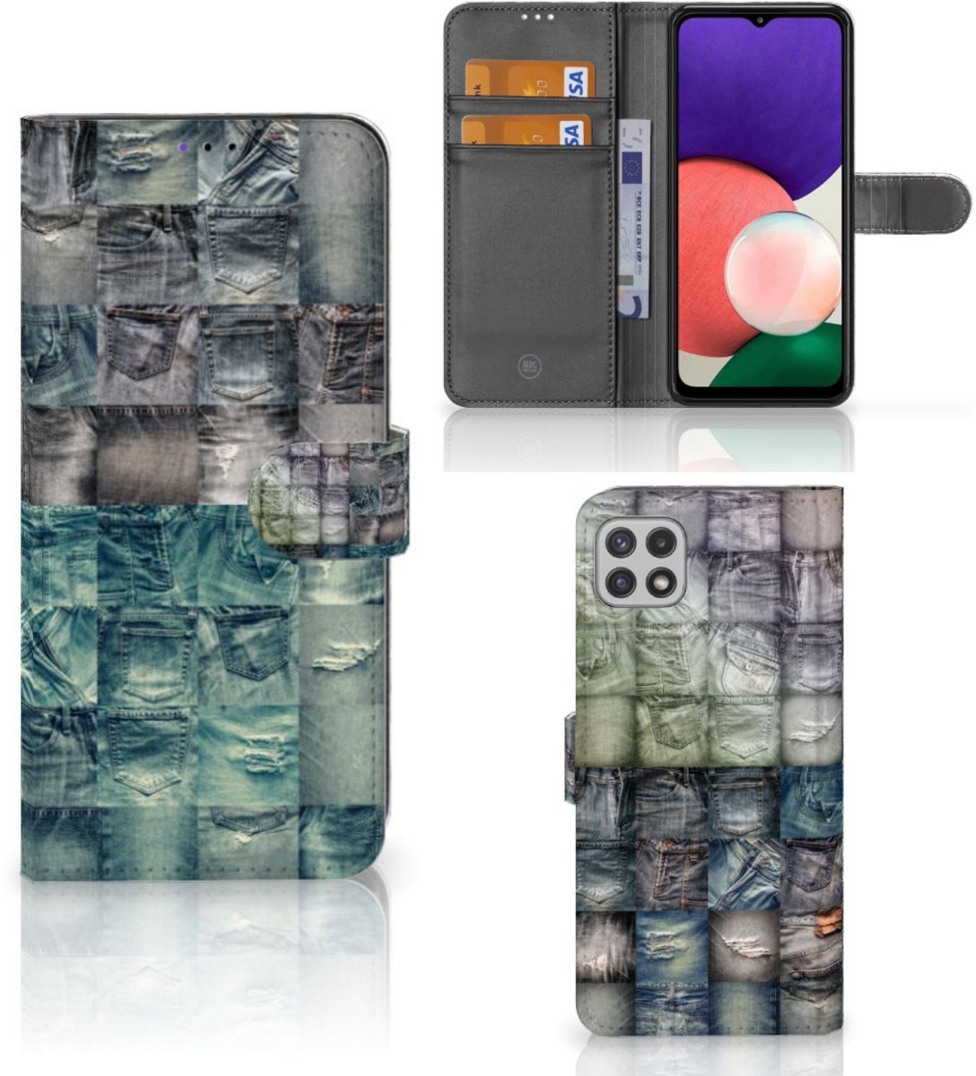 Wallet Case met Pasjes Samsung Galaxy A22 5G Spijkerbroeken