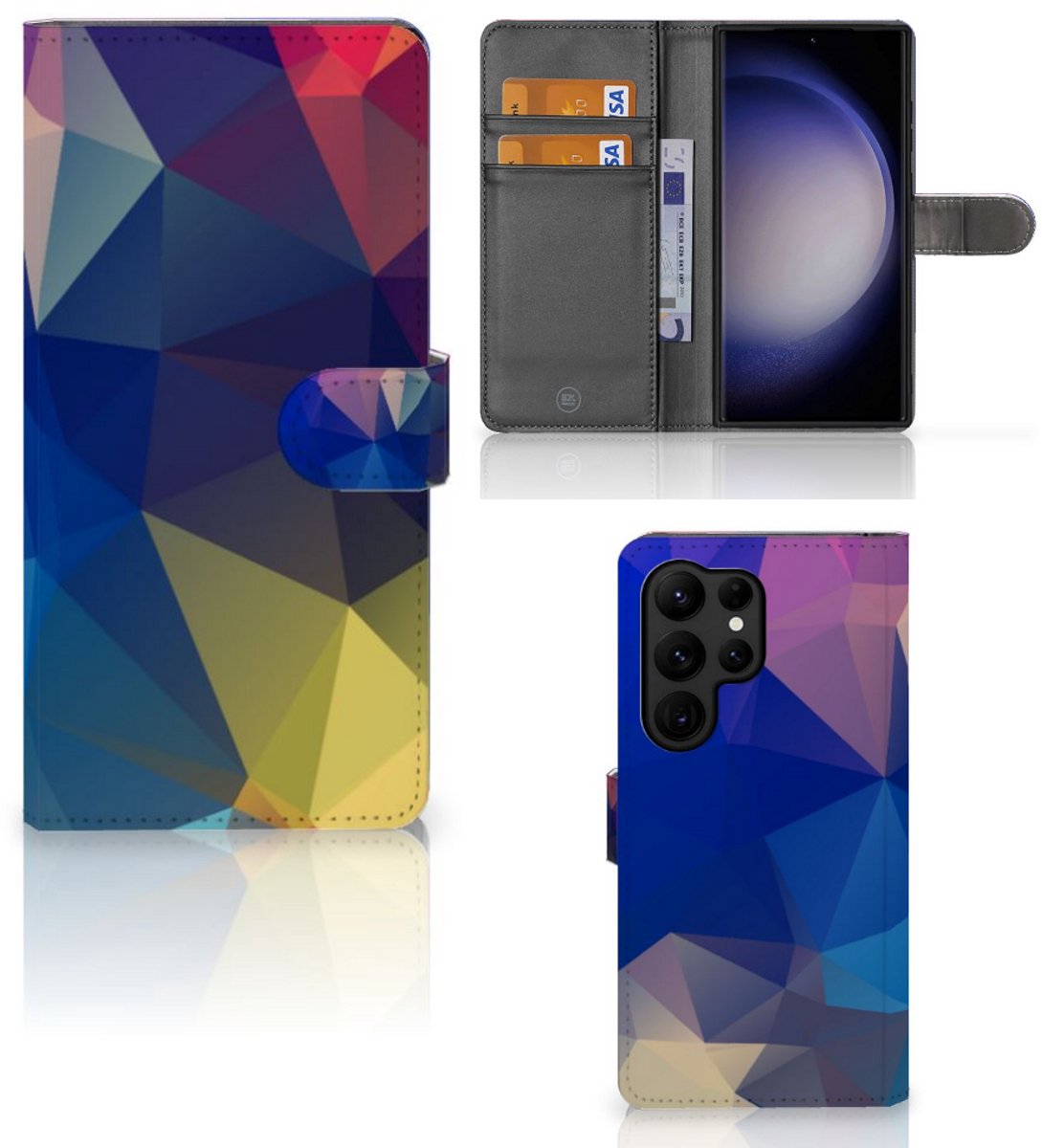 Boekhoesje voor Samsung Galaxy S23 Ultra Book Case Polygon Dark