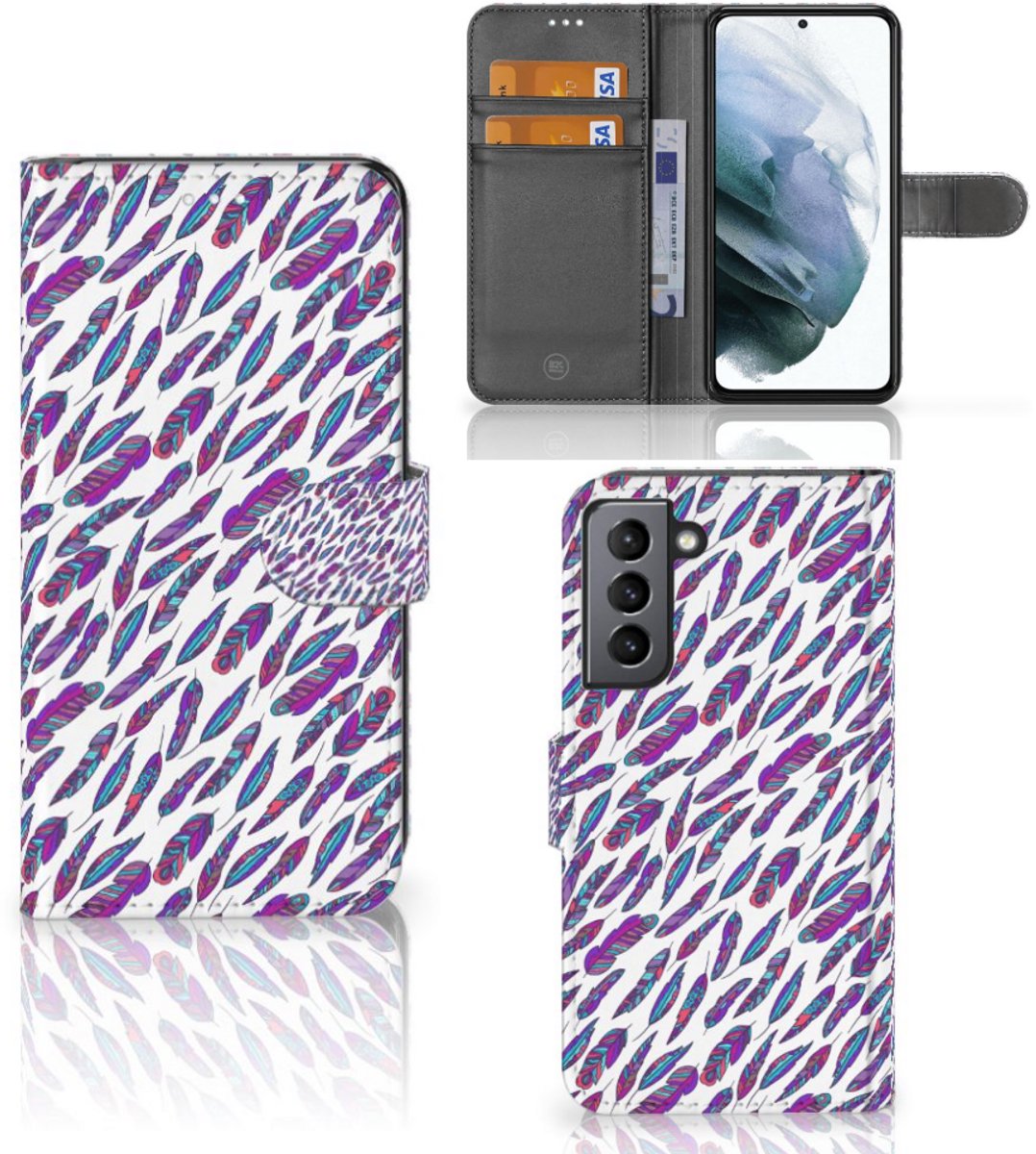 Samsung Galaxy S21 FE Telefoon Hoesje Feathers Color