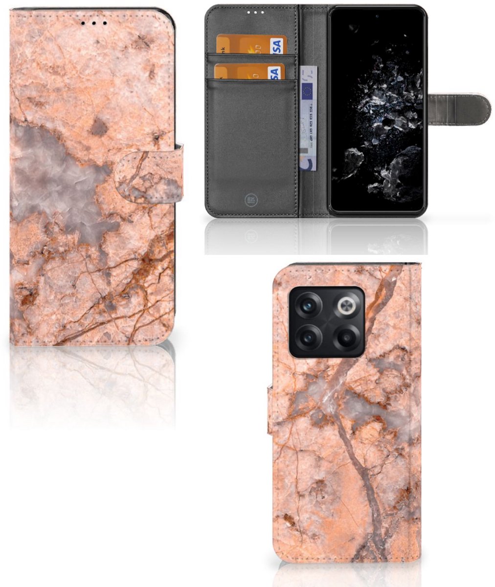 OnePlus 10T Bookcase Marmer Oranje