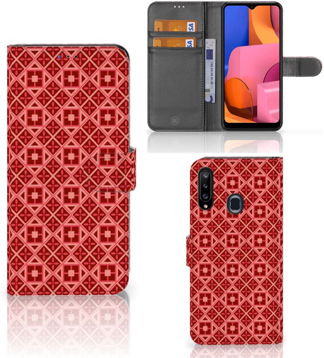Samsung Galaxy A20s Telefoon Hoesje Batik Rood