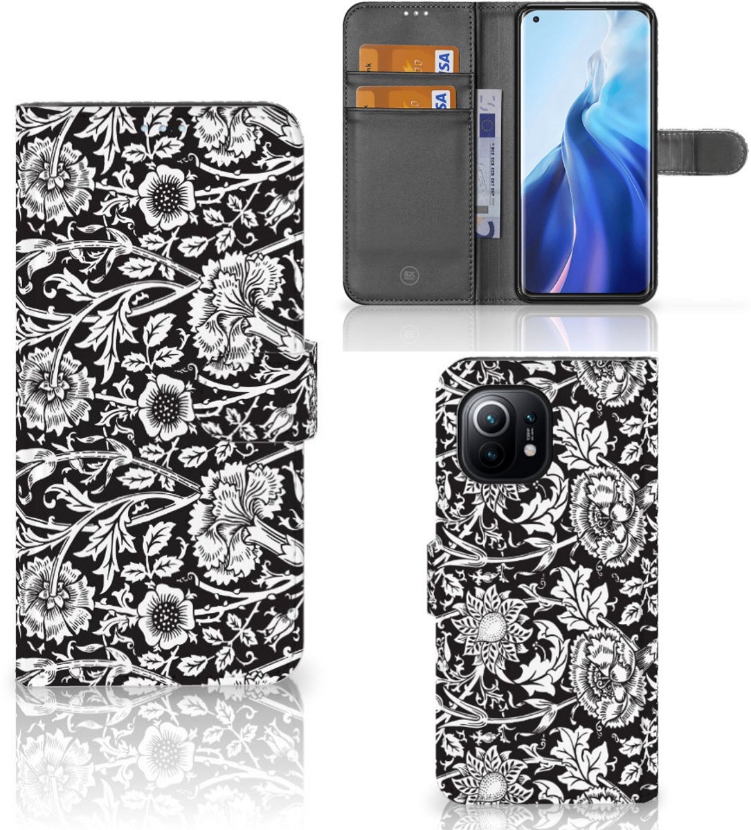Xiaomi Mi 11 Hoesje Black Flowers