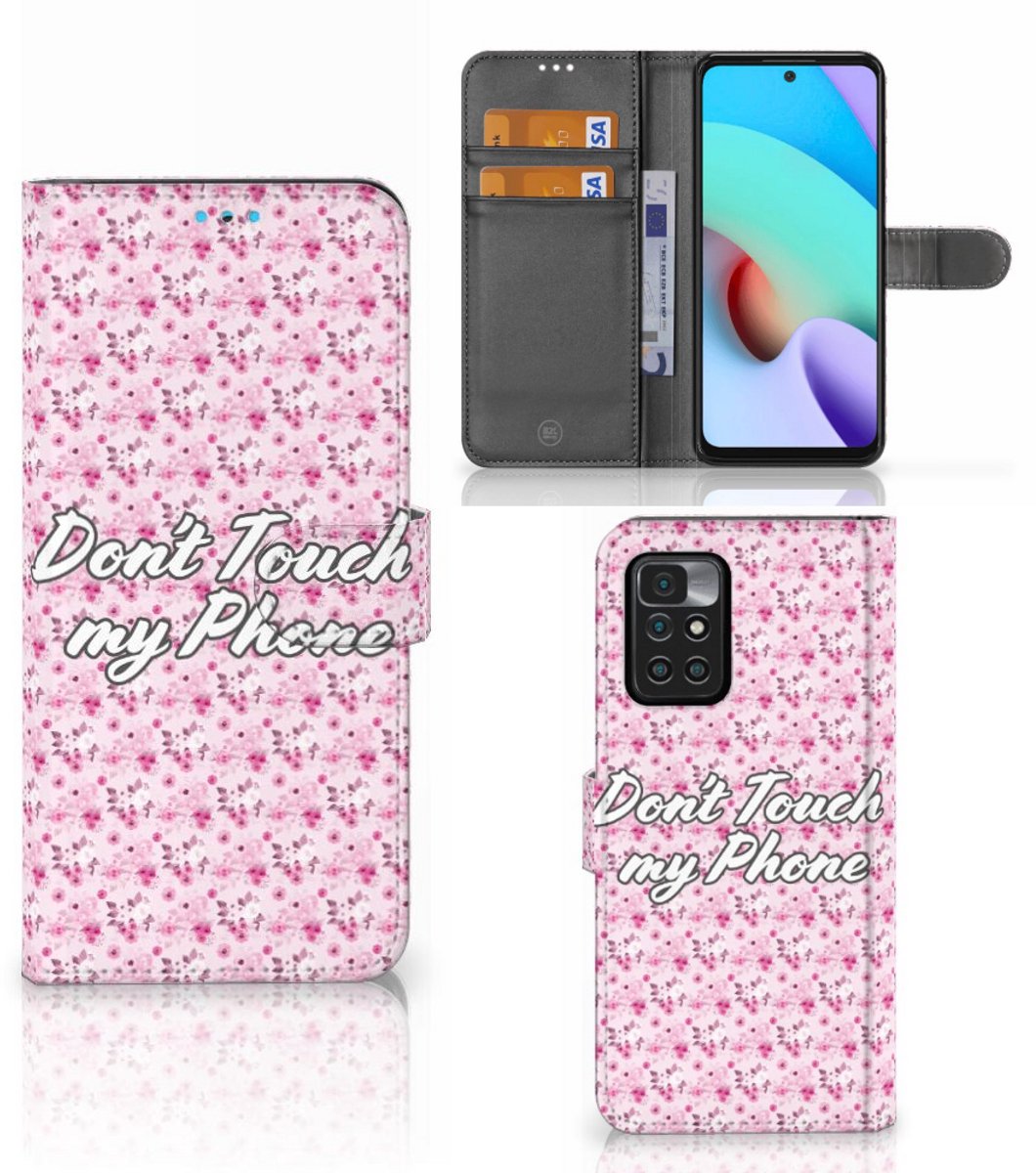 Xiaomi Redmi 10 Portemonnee Hoesje Flowers Pink DTMP
