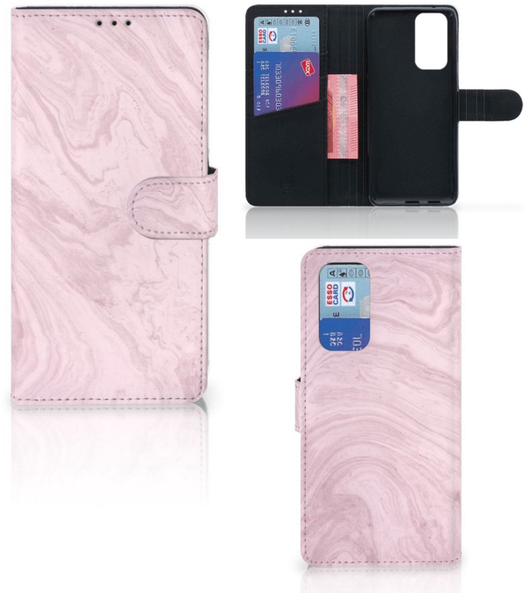 OnePlus 9 Pro Bookcase Marble Pink - Origineel Cadeau Vriendin
