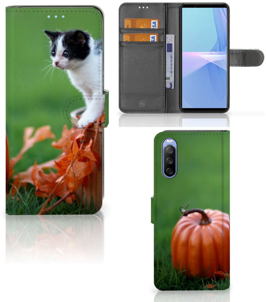 Sony Xperia 10 III Telefoonhoesje met Pasjes Kitten