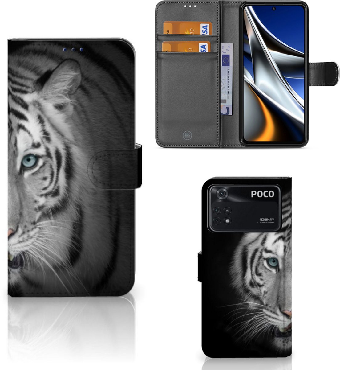 Xiaomi Poco X4 Pro 5G Telefoonhoesje met Pasjes Tijger