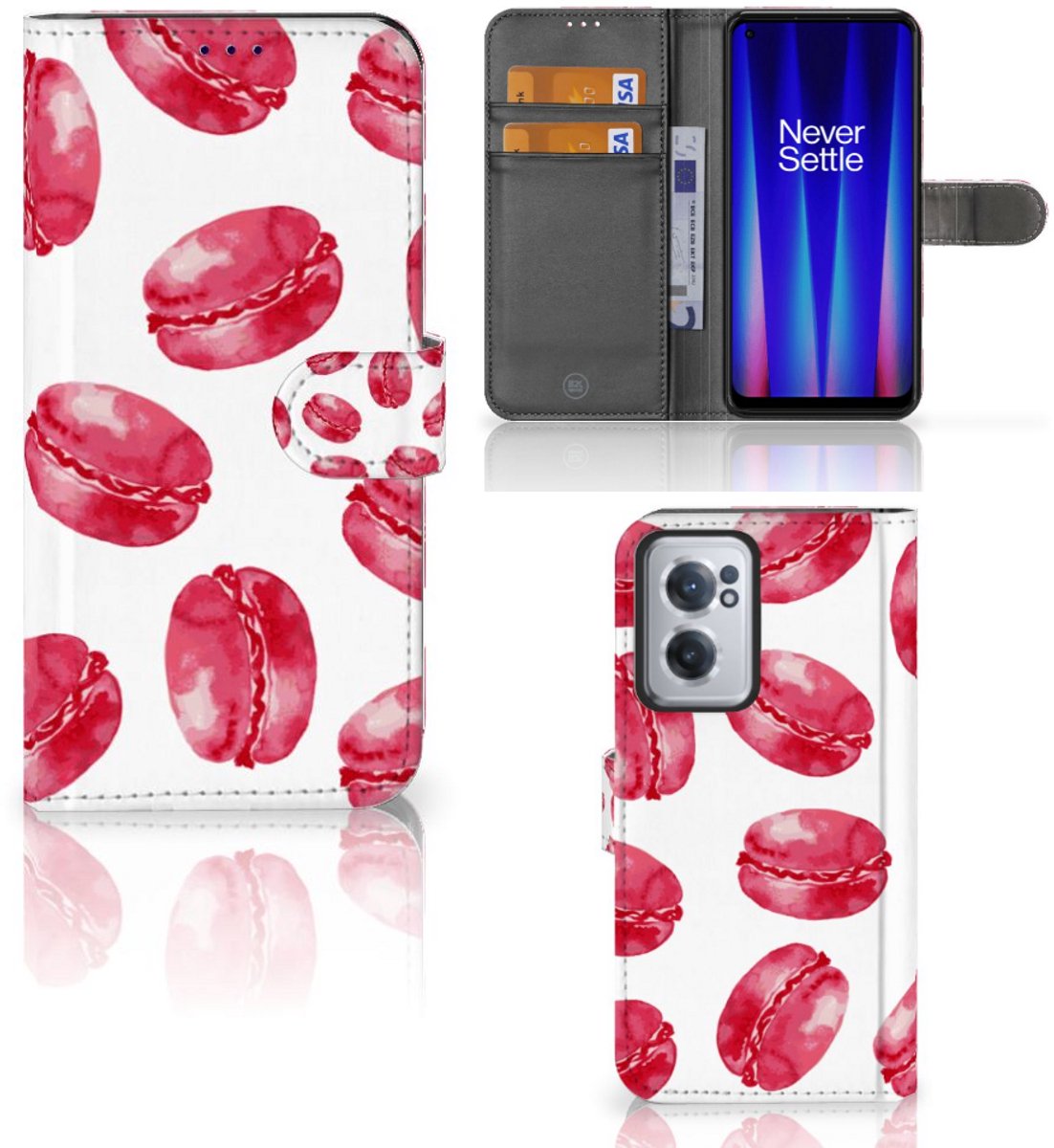 OnePlus Nord CE 2 Book Cover Pink Macarons