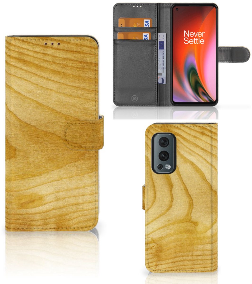 OnePlus Nord 2 5G Book Style Case Licht Hout