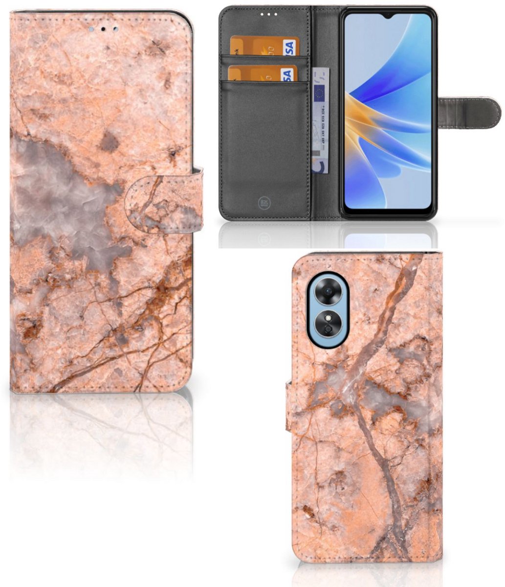 OPPO A17 Bookcase Marmer Oranje