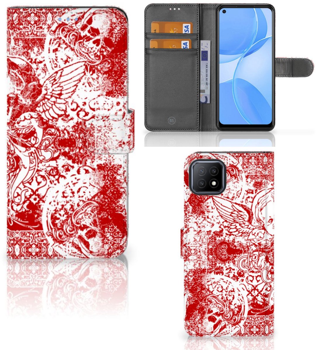 Telefoonhoesje met Naam OPPO A73 5G Angel Skull Rood