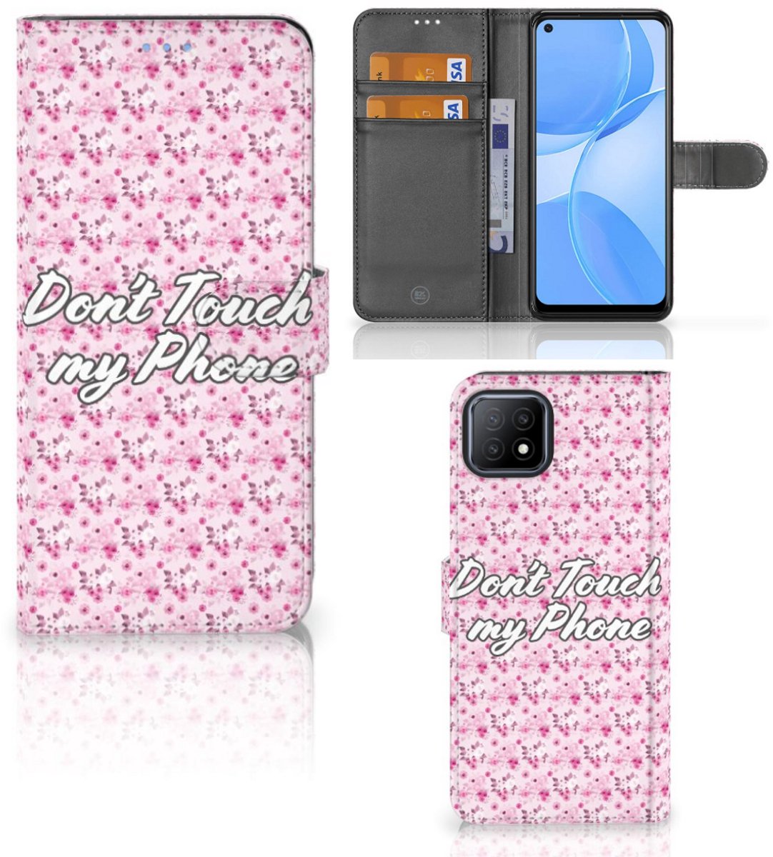 OPPO A73 5G Portemonnee Hoesje Flowers Pink DTMP