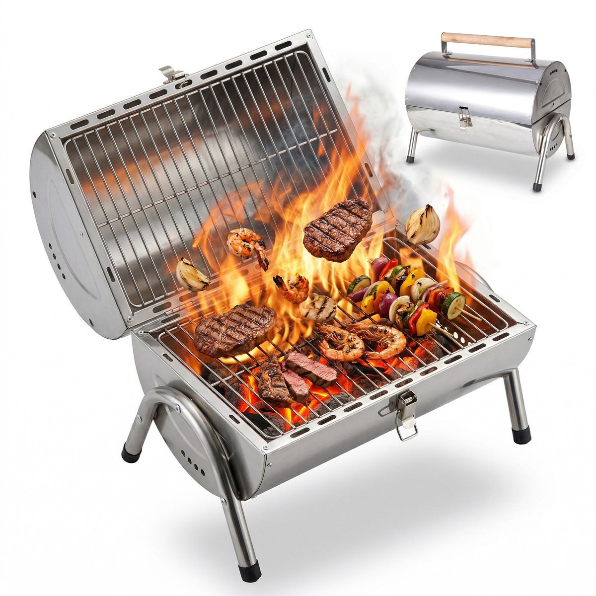 Tafelgrill - 41,5x35x24,5 cm - zilver