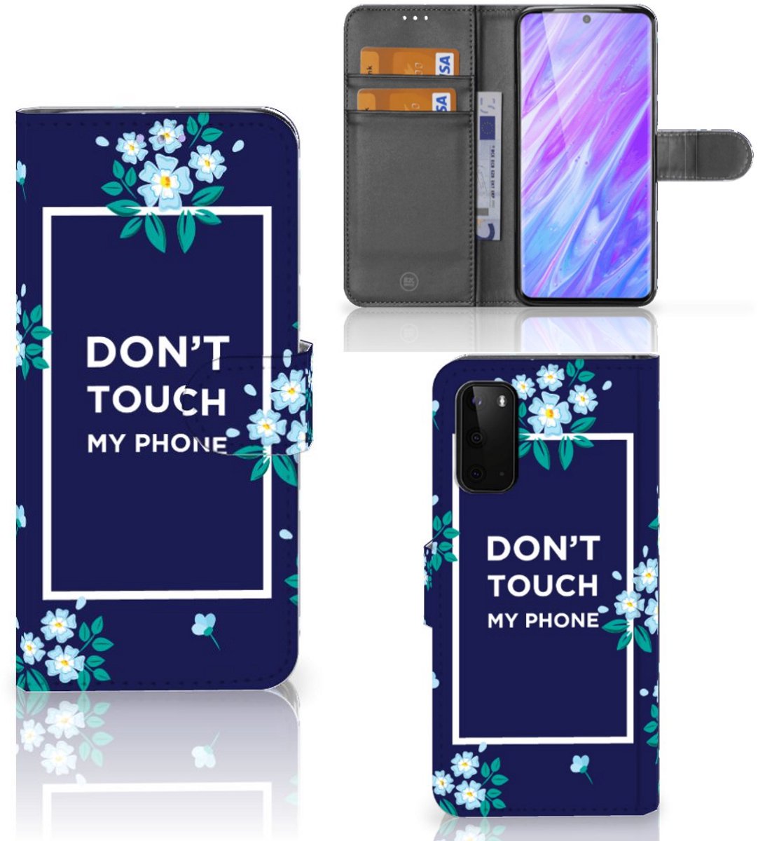 Samsung Galaxy S20 Portemonnee Hoesje Flowers Blue DTMP