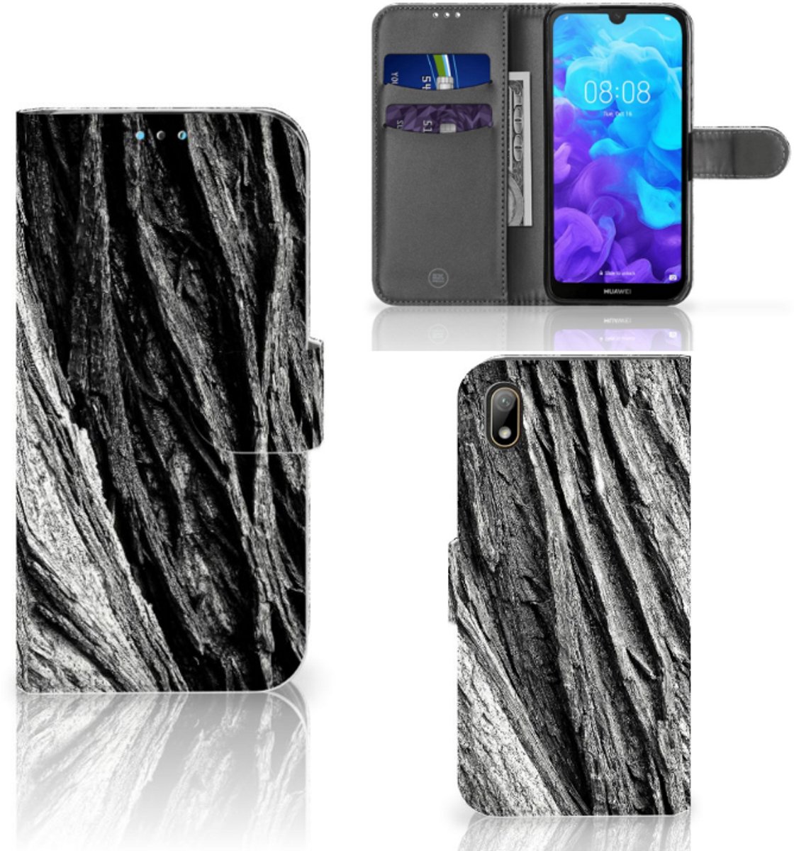 Book Style Case Huawei Y5 (2019) Boomschors Grijs