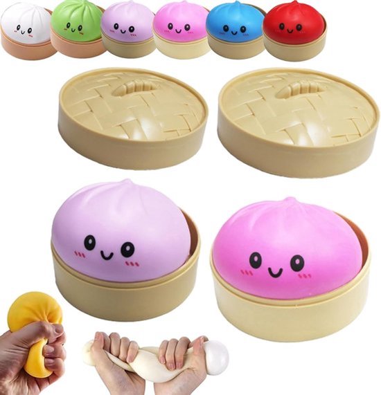 Dumpling Squishy - Giant - XL - 3 stuks Verrassing Mix - Verschillende kleuren- Schattige Squishy - Anti-stress Knijpspeelgoed -Fidget Toys - Zachte, Langzame Squishy Dumplings Om Angst Te Verminderen - Volwassen/Kinderen - Kleuren Mix
