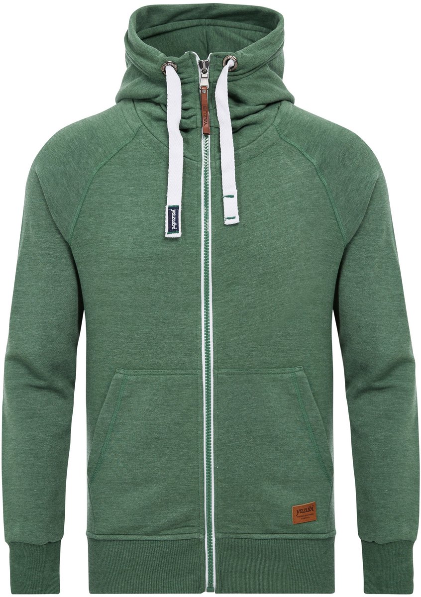 Yazubi Heren Hoodie Jacob – Regular Fit – Katoenmix Stretch – Groen – Rits & Kap