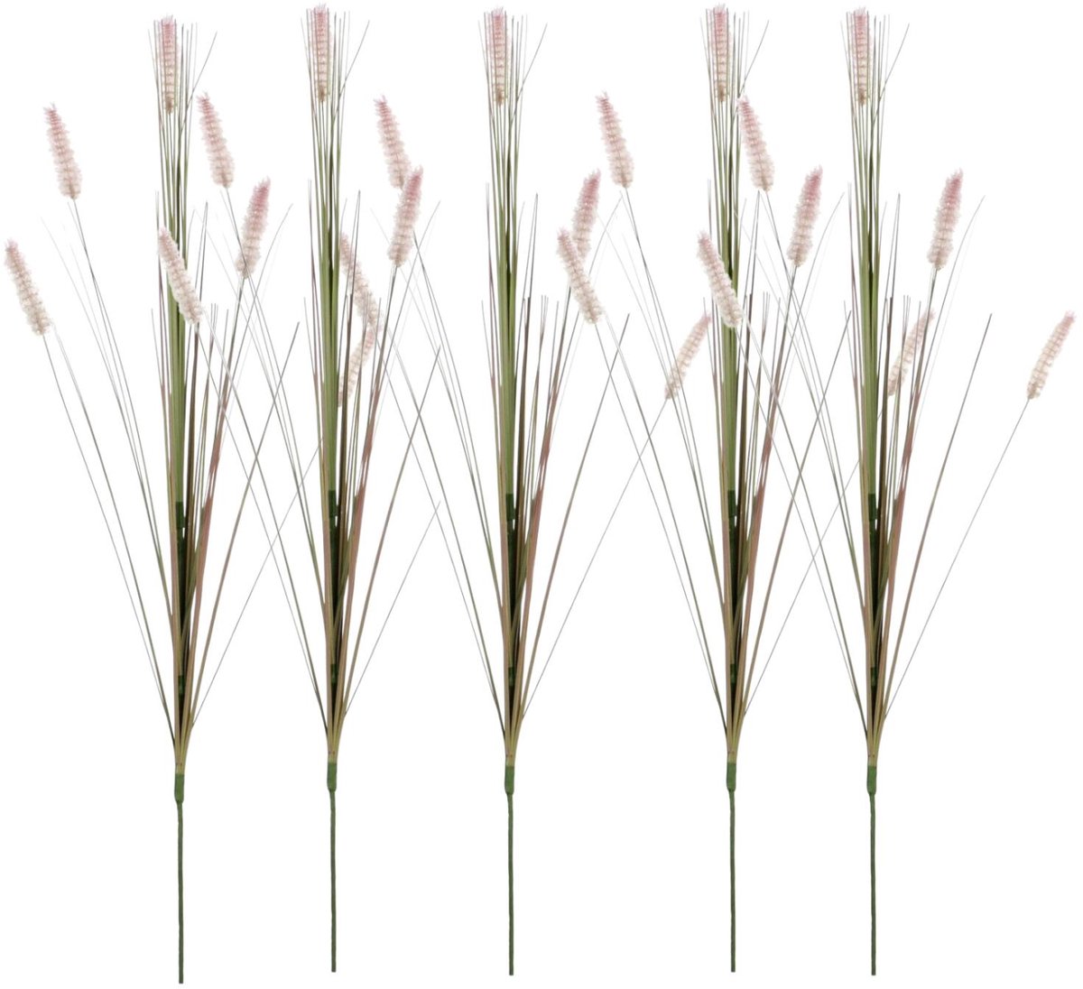 Mica Decorations 10x - Rietgras/pluimgras kunstplant losse steel - takken - groen/paarse pluimen - 84 cm Multi
