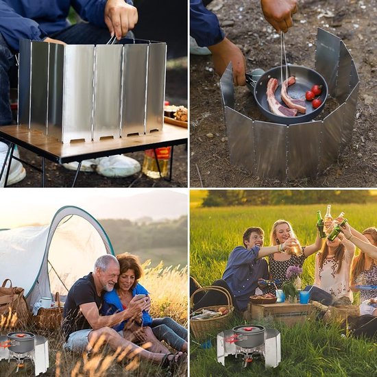 Vouwbare Aluminium Windscherm voor Gasfornuis - 10 Platen - Ideaal voor BBQ, Kamperen en Picknicks van Merkloos — afbeelding 4