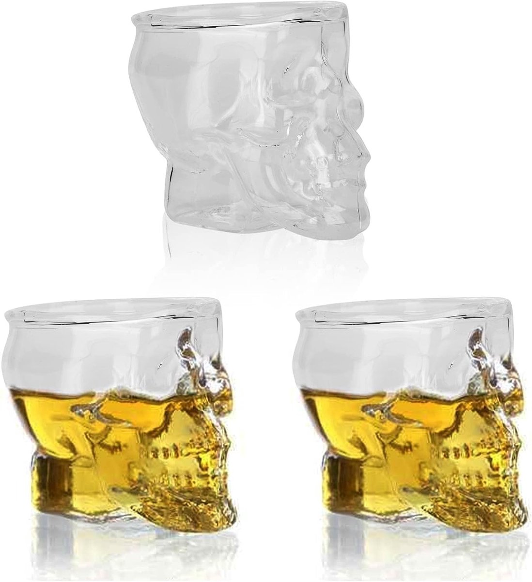 Set van 3 Schedel Shotglazen 75 ml - Whiskey, Cocktail & Drankglazen