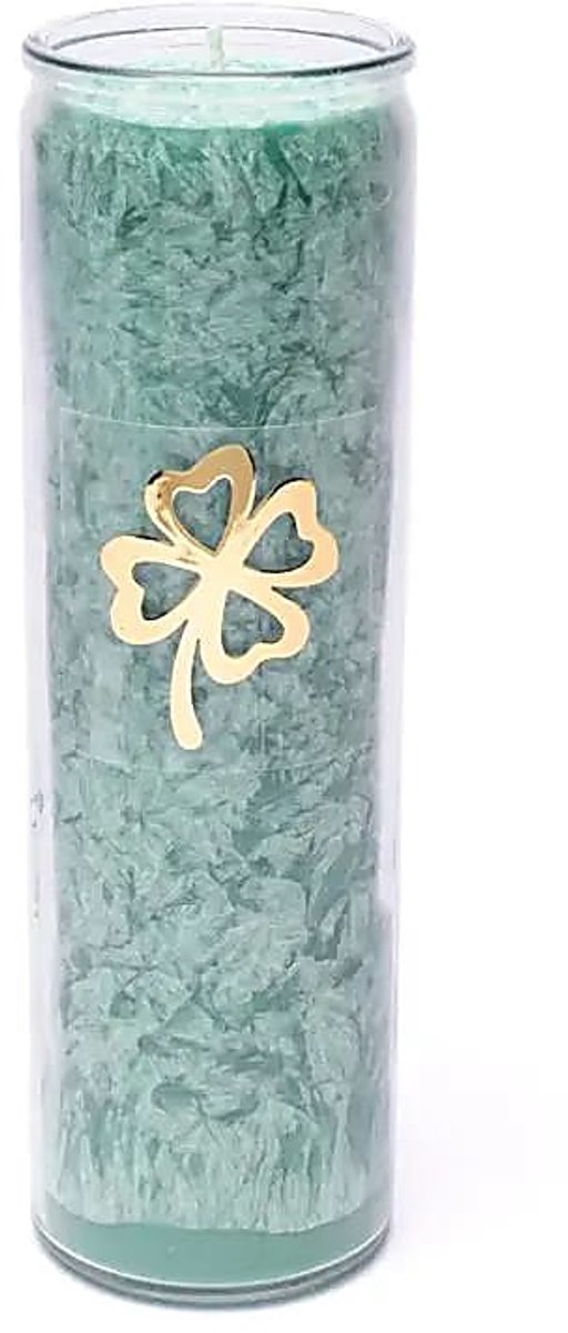 Kaars Stearine Klavertje 4 Groen Ongeparfumeerd - 21x6,5 Cm - 21x6.5 cm