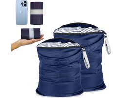 Waszakken set van 2, waterdicht en met ritssluiting, ideaal voor reizen en wasgoed, 45 x 60 cm en 35 x 55 cm