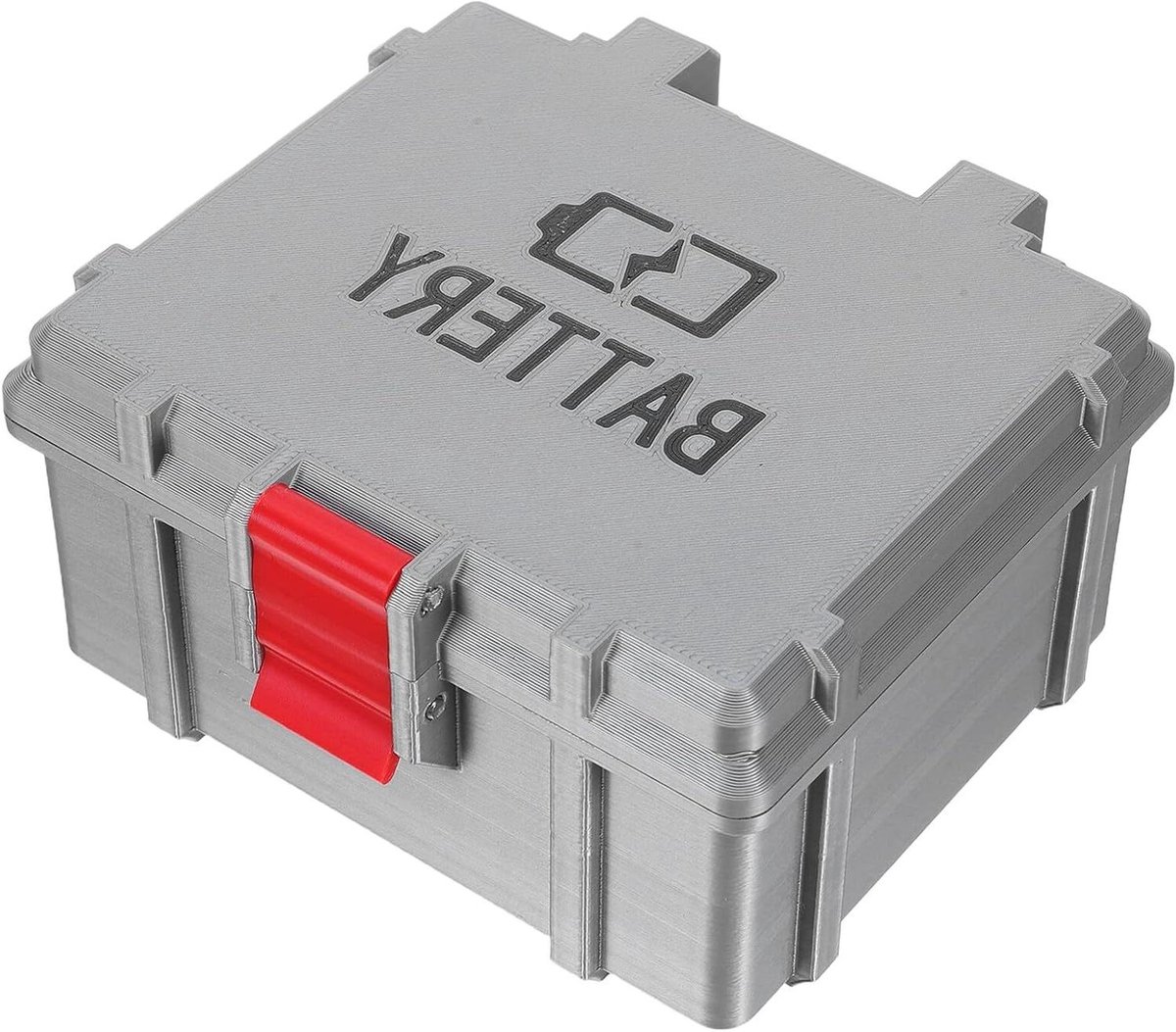 Batterij Opberger - Batterijhouder Box - Batterijen Organiseren - Waterdichte Afsluiting - 12 x 11 x 65 cm - Zilver
