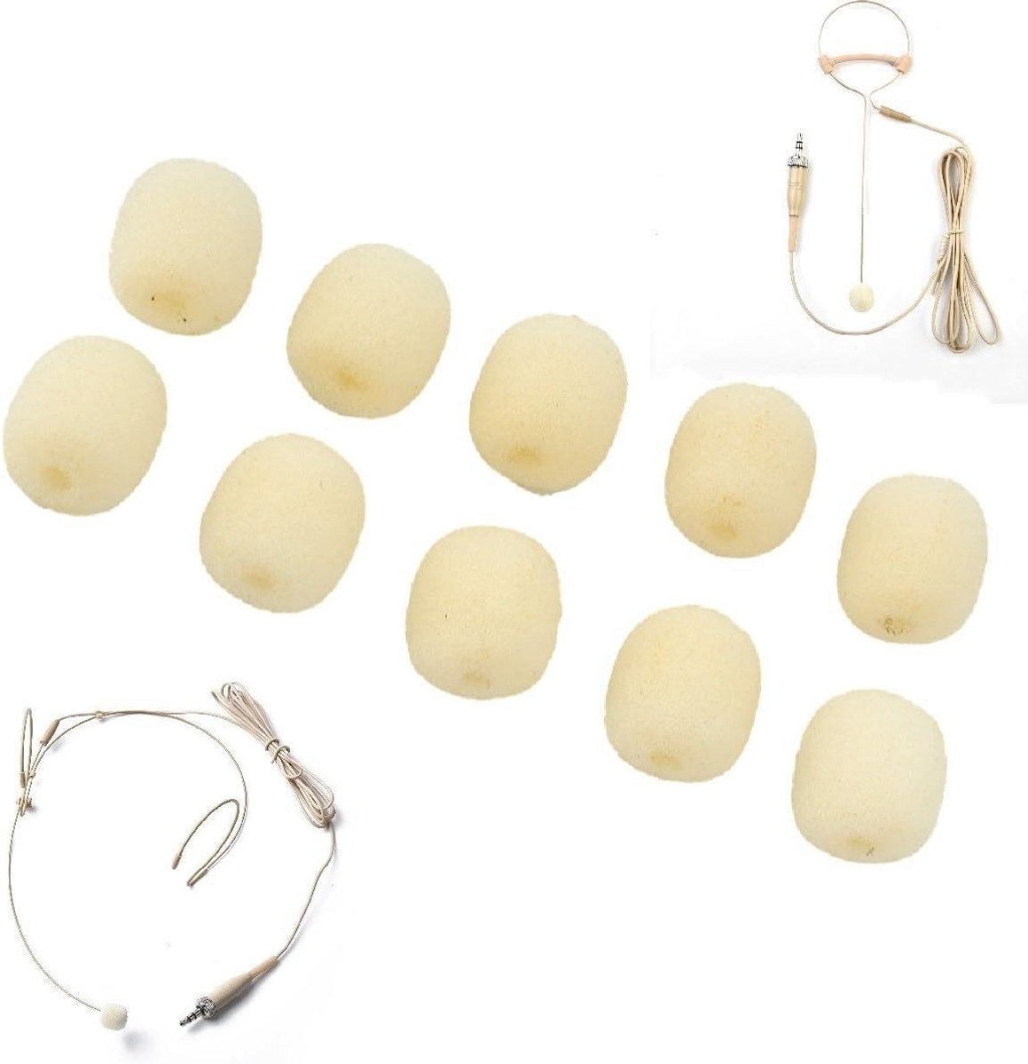 Microfoon Foam - Headset Covers - Helder Geluid - Ruisonderdrukking - 10 Stuks - Beige