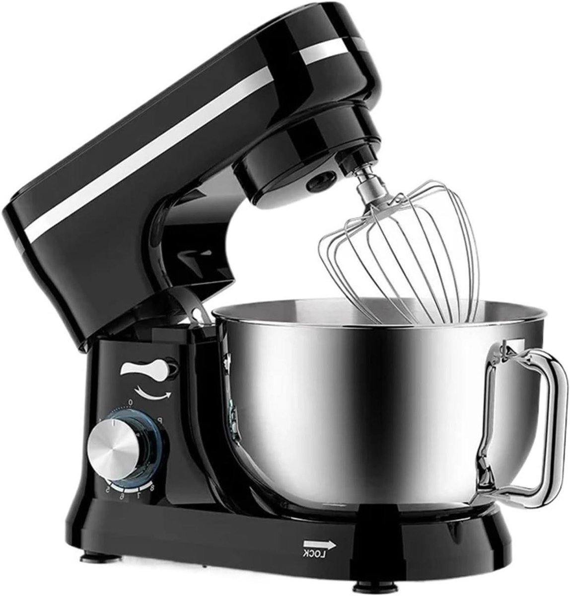 Elektrische Standmixer - Keukenmachine - Bakken en Mixen - 8 Snelheden Kantelkop - 45 Liter Kom - Zilver