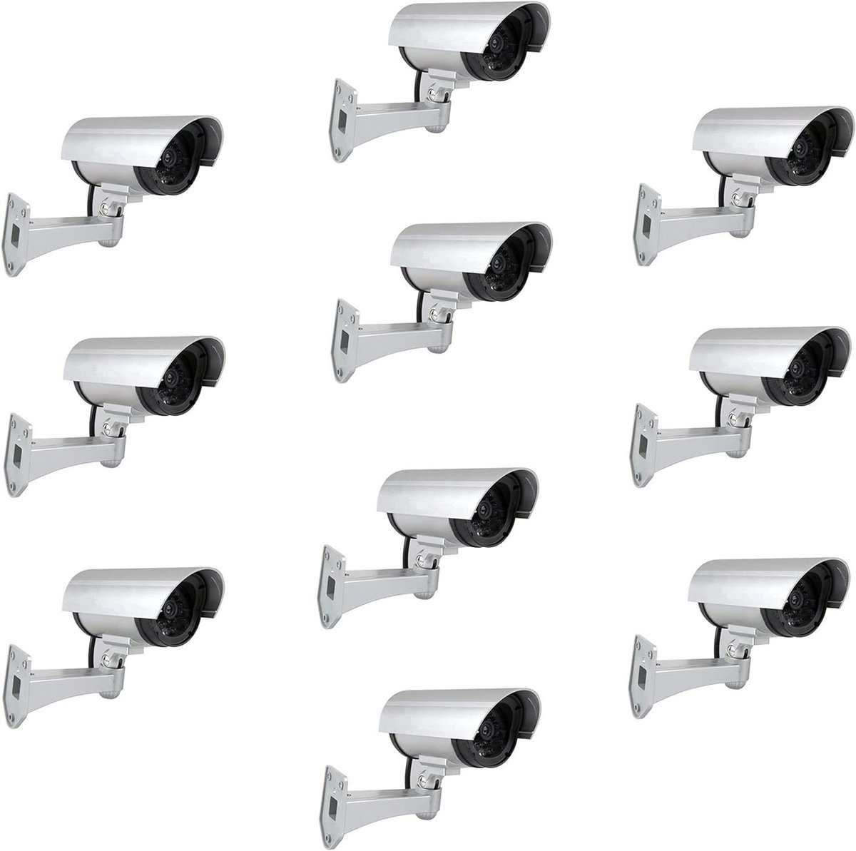 Nep Camera's - Bewakingscamera's - Huis Beveiligen - Met Knipperende LED - 10 Stuks - Grijs