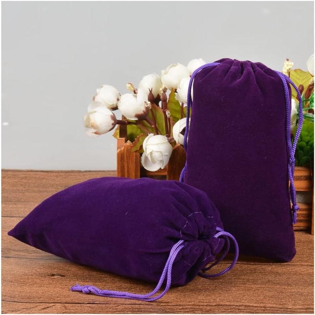 Fluwelen Zakjes - Cadeauzakjes Trekkoord - Sieraden Opbergen - Zacht Duurzaam Materiaal - 15 x 20 cm - Paars