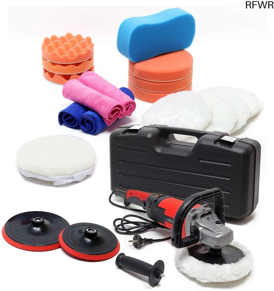 Polijstmachine Set - Schuurmachine Accessoires - Auto Lak Herstellen - 6 Snelheidsniveaus - 26 Delig - Zwart
