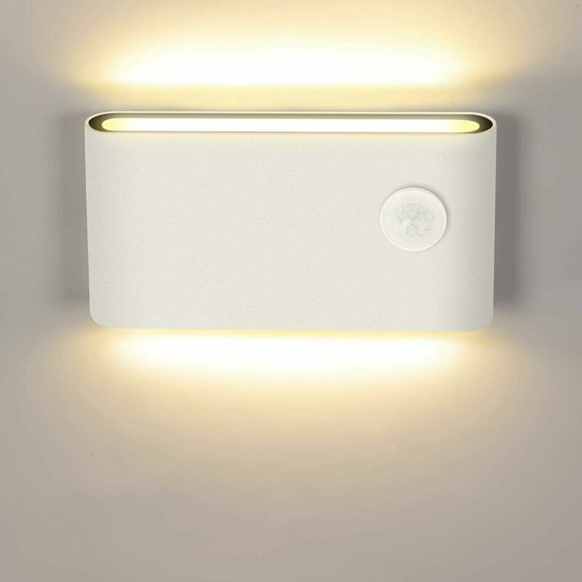 12W LED-wandlamp geschikt voor bewegingssensor, moderne binnen-/buitenwandlamp, 3000K warm wit licht, wandlamp geschikt voor bewegingssensor, geschikt voor trappen, gangen en balkons.