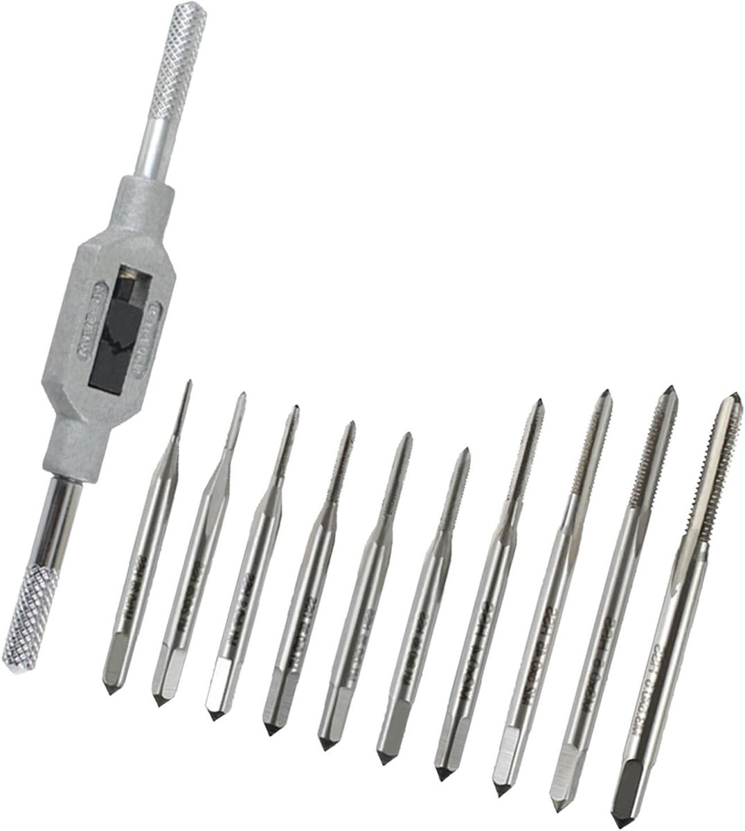 Miniatuur Tap Set - Schroefdraad Snijset - Precisie Bewerkingen - Hoge Snelheid Staal - 11 Stuks - Zilverkleurig