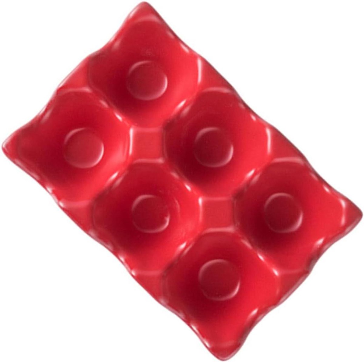 Eierhouder - Eierrekje Keramiek - Keuken Opbergen - Voor 6 Eieren - 14.5x9.5 cm - Rood