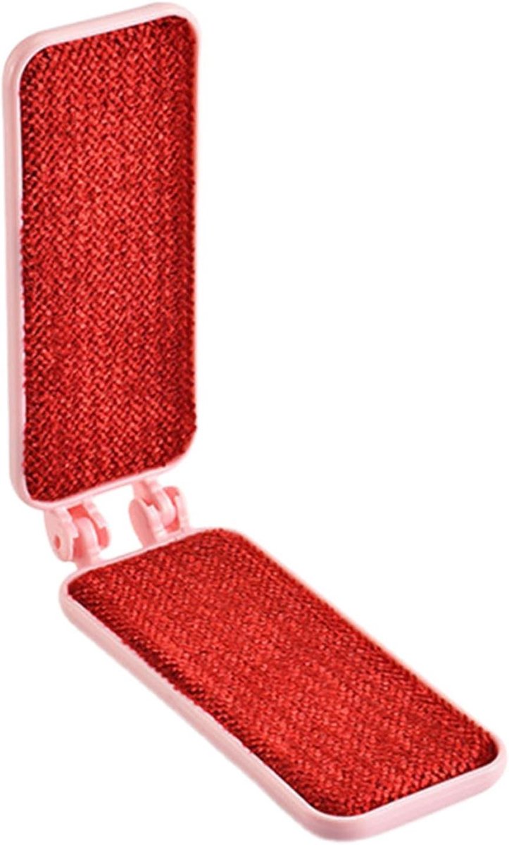 Reispluisborstel - Kledingreiniger - Kleding Opfrissen - Herbruikbaar En Opvouwbaar - 12 x 5 cm - Roze