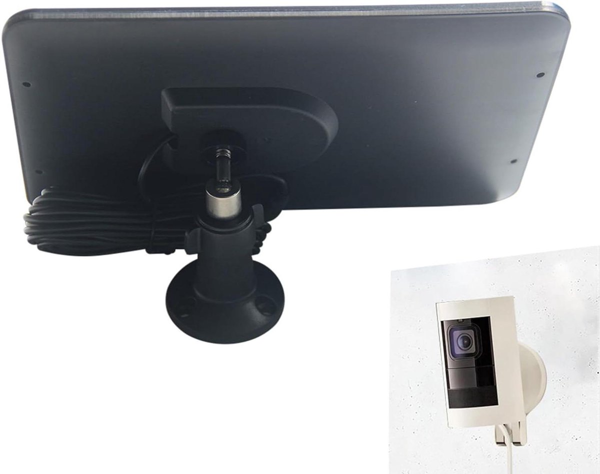 Zonnepaneel Camera - Waterdichte Oplader - Energie Opladen - Zonder Boren Montage - 20 Watt - Zwart