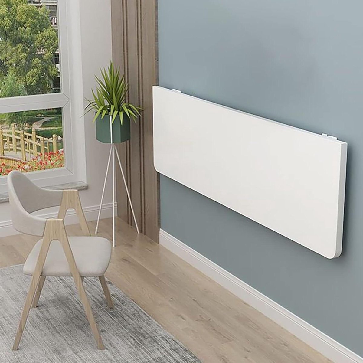 Opvouwbaar Bureau - Wandbureau Klaptafel - Ruimte Besparen - Drijvend Ontwerp - 60x40cm - Wit