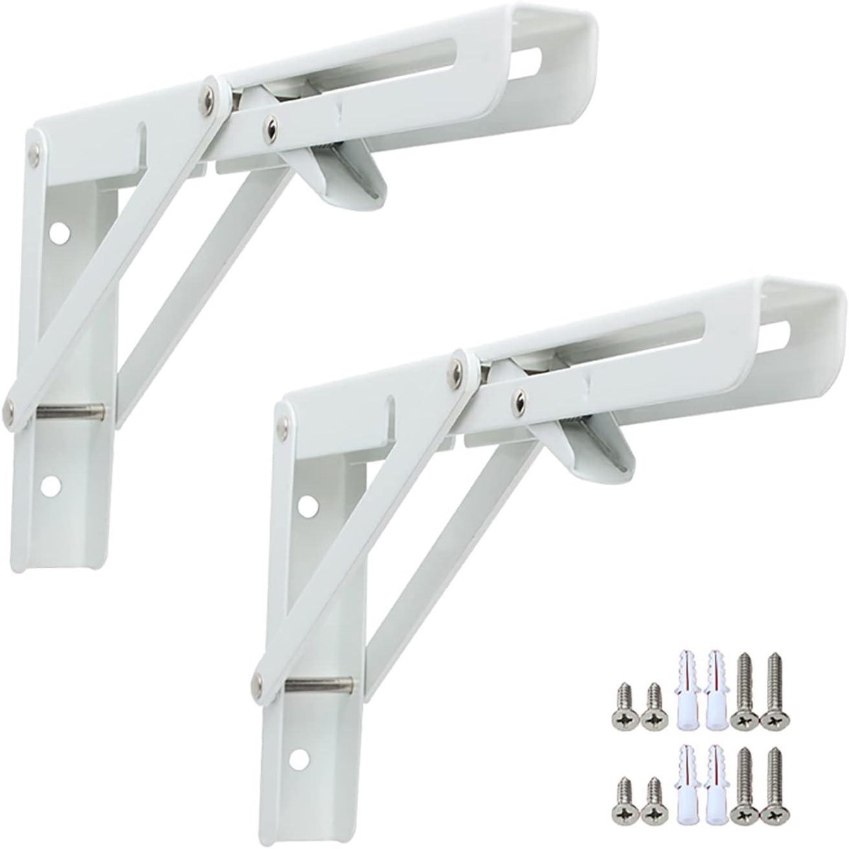 Opvouwbare Beugels - Plankdragers Set - Ruimte Besparen - Robuust Inklapbaar - 30cm - Wit
