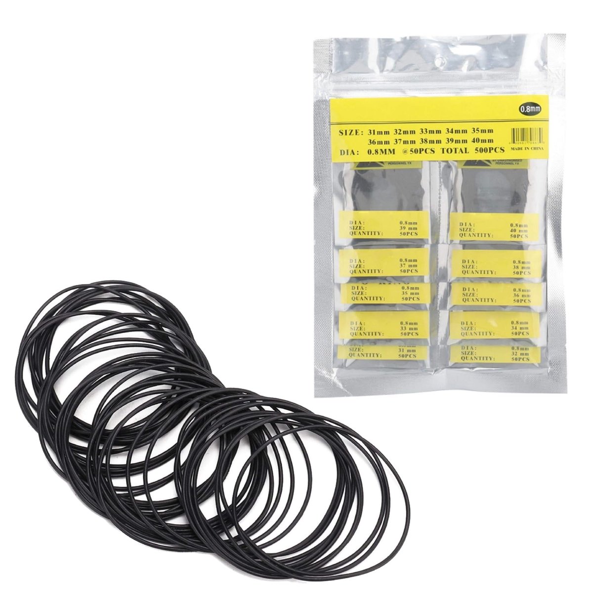 Dailygoods- O-ring Rubber Seal - 500 Stuks - Waterdichte Gasket - Vervangingsset - Flexibel - Duurzaam Materiaal - Horlogegasket