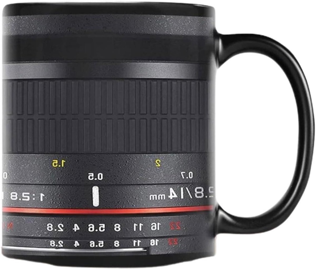 Cameralens Mok - Keramische Beker - Koffie Drinken - Gedetailleerd Ontwerp - 350 ml - Zwart