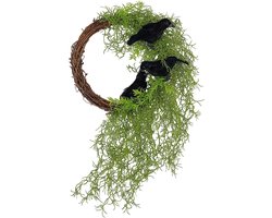 Moskrans Raven - Wanddecoratie Herfst - Halloween Sfeer - Weerbestendig Materiaal - Niet gespecificeerd - Afbeelding Kleur