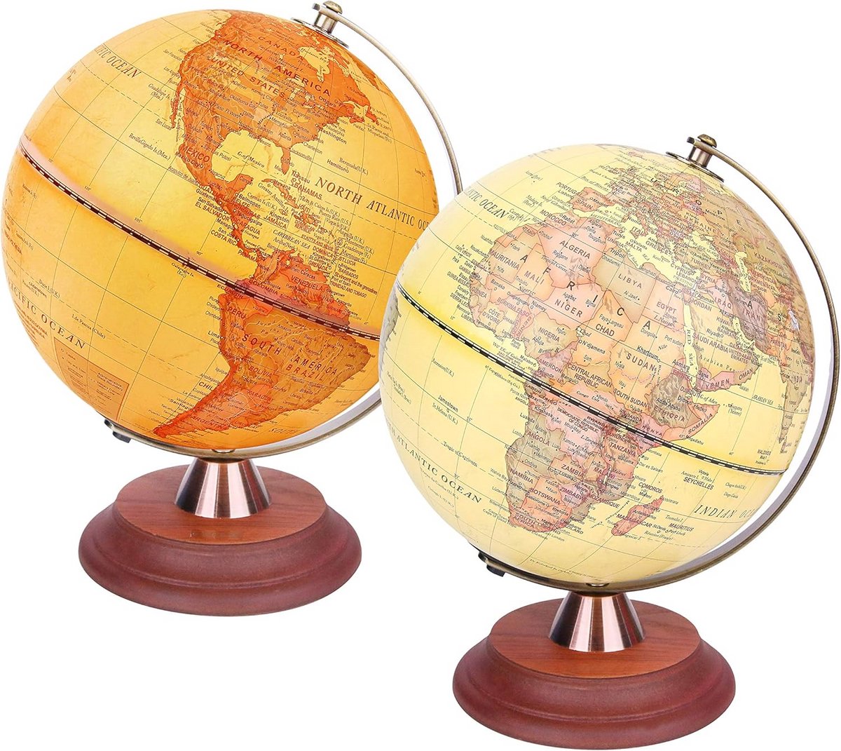 Verlichte Wereldbol - Educatieve Bol - Wanddecoratie Kantoor - 2-in-1 Dag Nacht - 20cm Diameter - Antiek