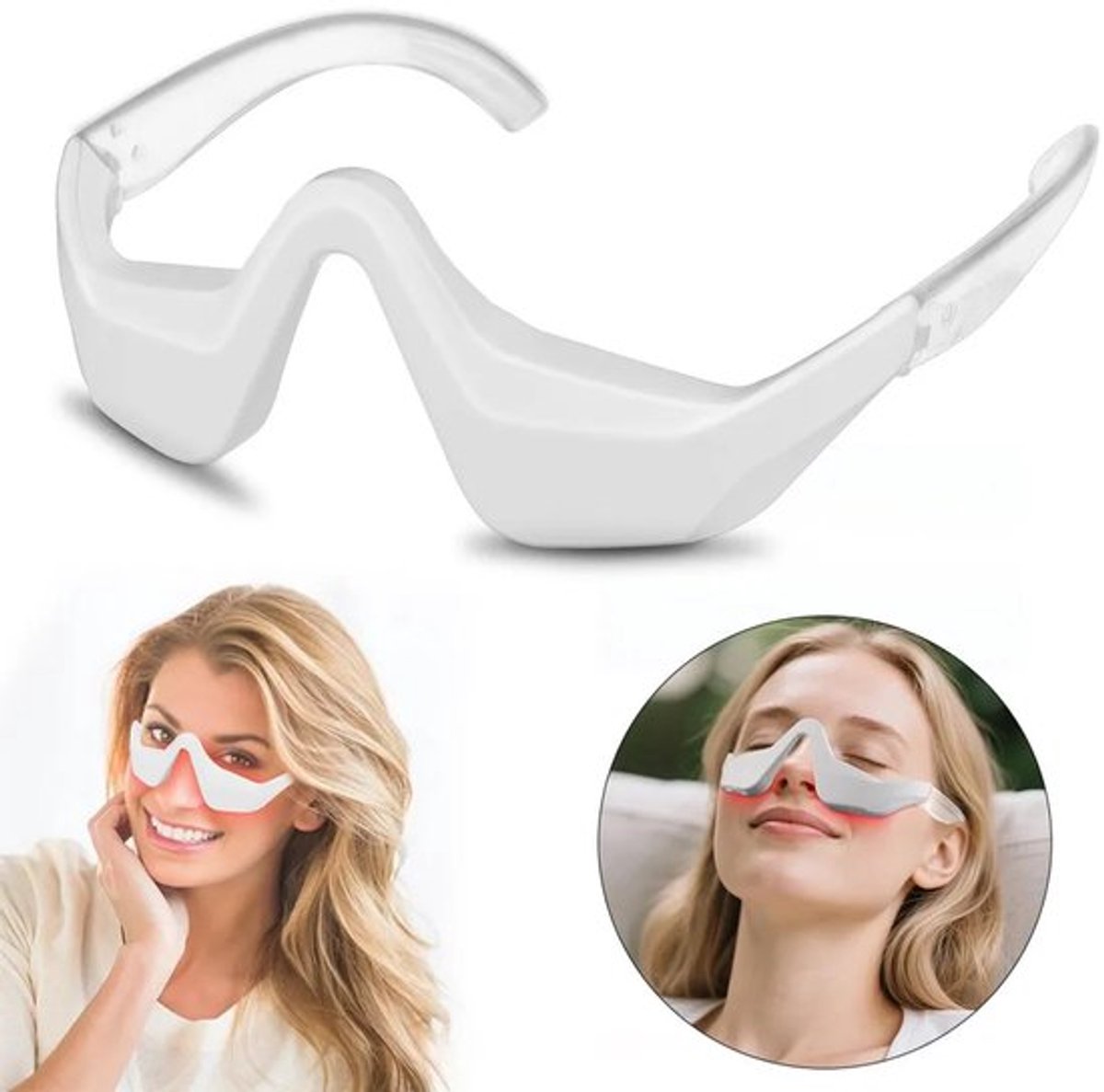 Rode lichtmassagebril met twee standen en rood licht oogmasker
