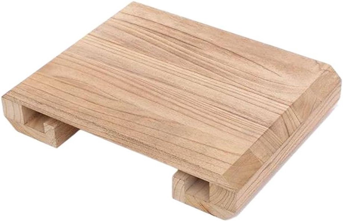Houten Voetenbankje - Ondersteunend Meubel - Voeten Ontspannen - Natuurlijke Houttextuur - 40x29x7.5 cm - Houtskoolkleur