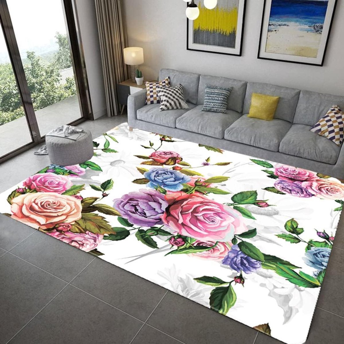 Flanellen Tapijt - Zachte Vloerbedekking - Woonkamer Decoratie - 3D Bloemenprint - 140 x 2