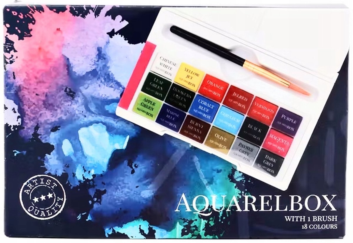 Creative Artist Aquarelverf Set met 18 kleuren en Penseel
