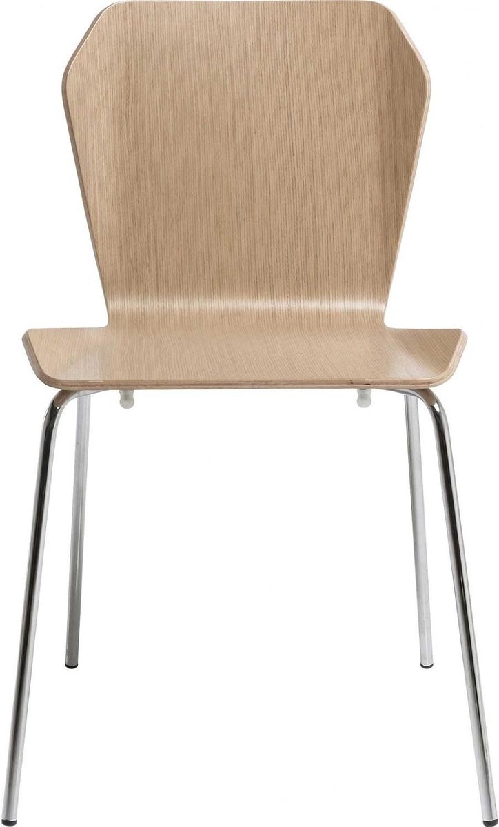 Eetkamerstoel - Stoel design - Aan tafel zitten - Eikenhout met chroom - 81 cm hoog - Veel