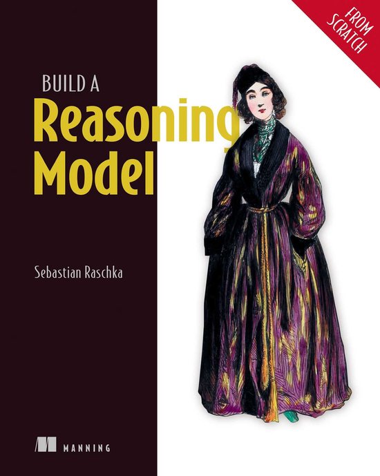 Boek 'Build a Reasoning Model' met een illustratie van een vrouw in een paarse en gele jurk.
